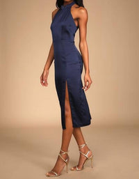Lulus - Perfectly Polished Halter Midi Dress