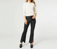 Coco + Carmen - OMG Zoey Zip Bootcut Faux Leather Pant With Front Slit
