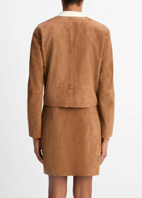 Vince - Collarless Cropped Suede Jacket