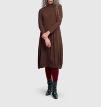 ALEMBIKA Essential Turtleneck Cocoon Dress in umber - women's dress