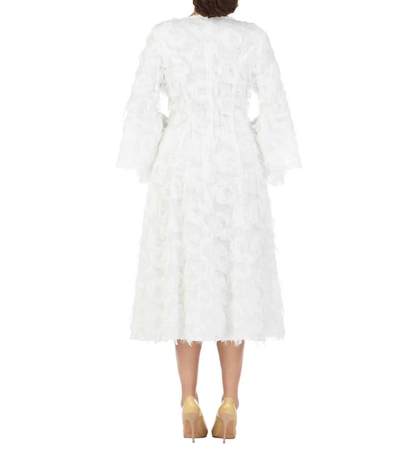 Giovanna - Bell Long Sleeve Fit & Flare Tassel Decor Dress