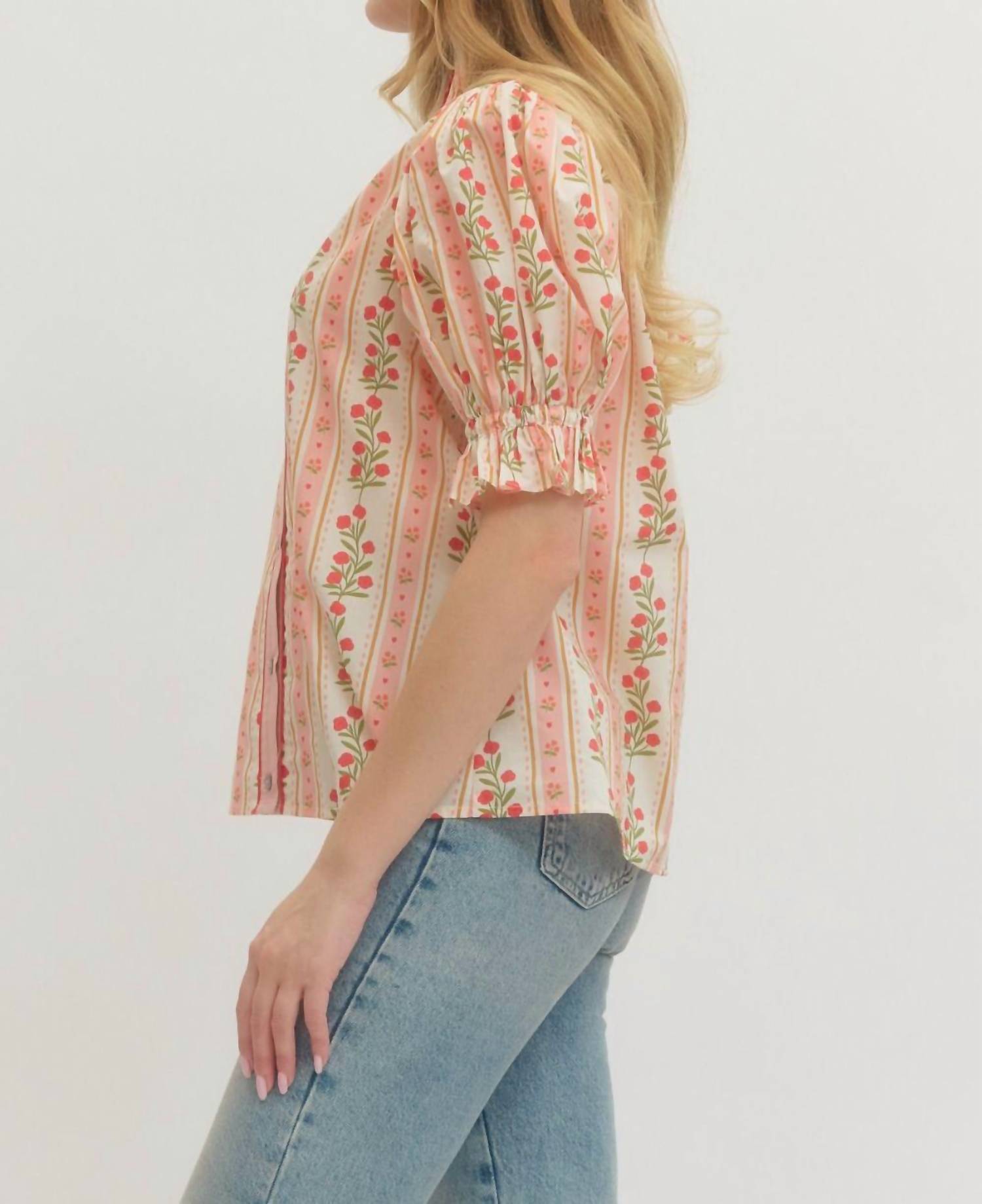 Entro - Rosette Ruffle Top