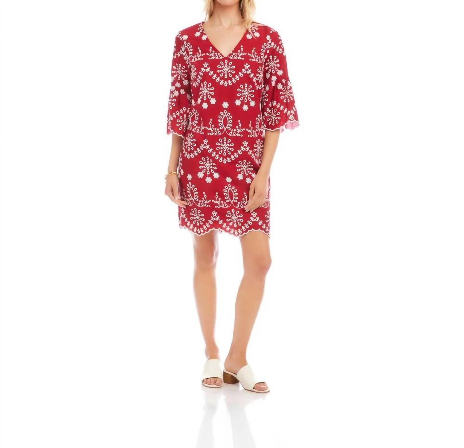 Karen Kane - Flare Sleeve Embroidered Dress