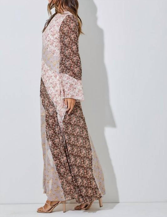 Baevely By Wellmade - Boho Floral Chiffon Maxi Dress