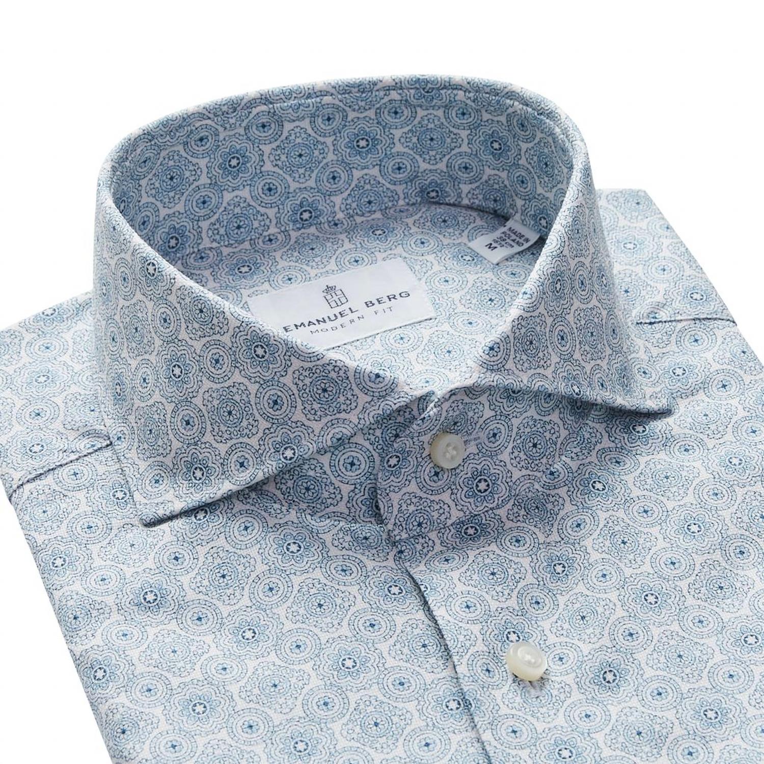 Emanuel Berg Harvard Mandala Print Shirt in light pastel blue - men's shirt - view 4