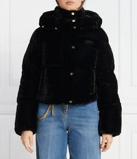 Elisabetta Franchi - Cropped Velvet Down Jacket