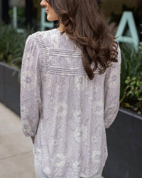 Grace And Lace - Sketched Floral Pintuck Blouse