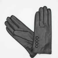 Hologramme Paris Women's Fleece Lined Leather Gloves in black - women's accessory