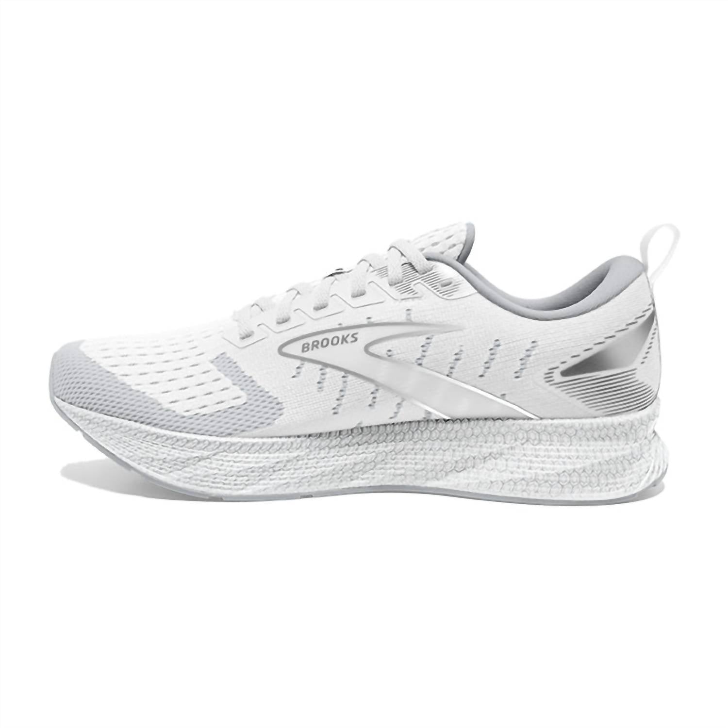 BROOKS Men's Levitate 6 Running Shoes in bright white oyster mushroom - men's shoe - alternate view