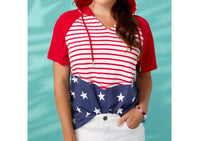 Coco + Carmen - Brianna Hooded Tee With Stars & Stripes