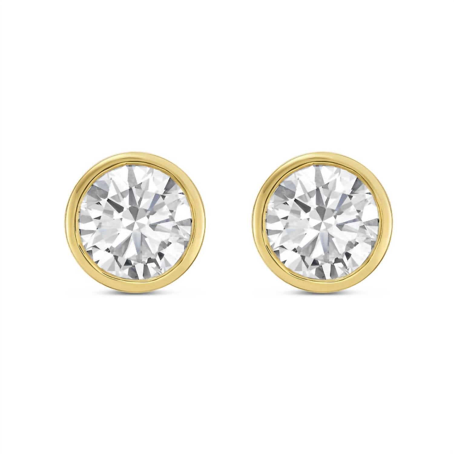 Diana M Jewels - Women's Lab Grown Round Stud In A Bezel Setting Earrings (4.00 Ct)