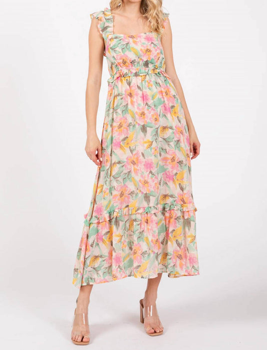 Blu Pepper - Watercolor Floral Midi Dress