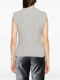forte forte Baby Alpaca Knit Vest in pearl - women's tank top - detail view