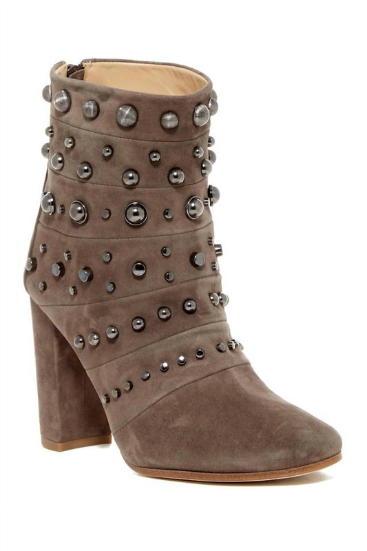 Badgley Mischka - Women's Kurt Studs Embellished Suede Leather Ankle Boots
