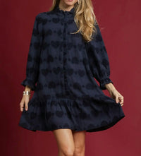 Umgee - Ruffle Trim Heart Print Dress