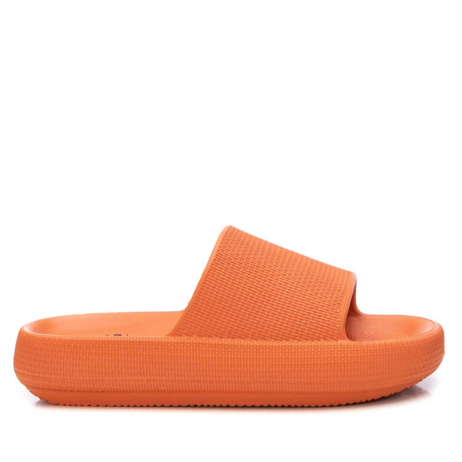 Xti Women's Rubber Flat Sandals in orange - women's sandal - detail view