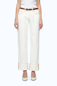 Bayeas - Mid Rise Cuffed Straight Leg Pants