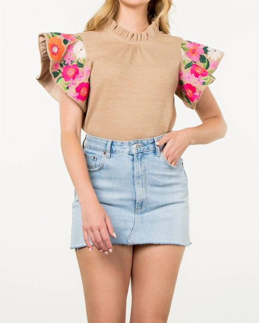 Thml - Embroidered Flutter Sleeve Top