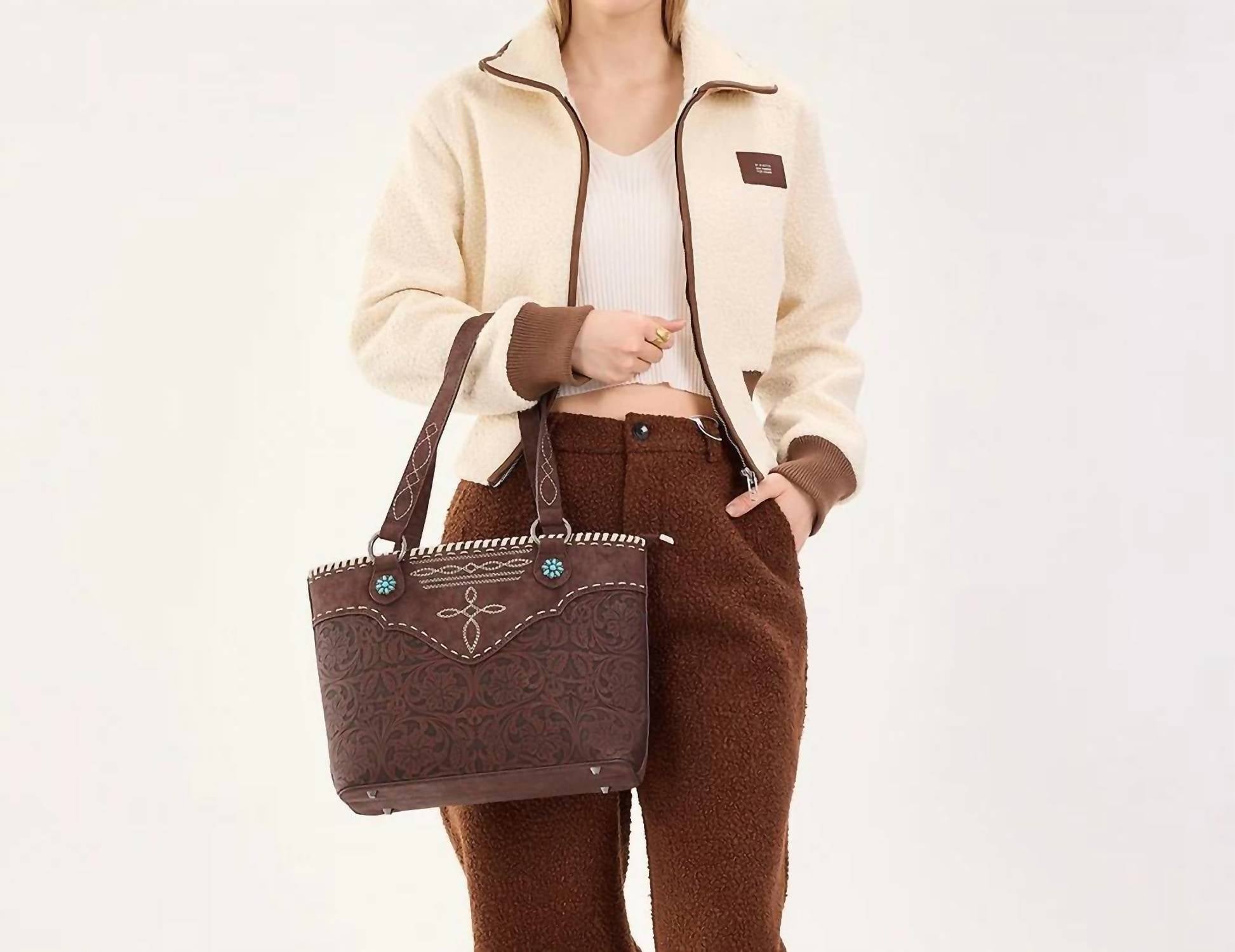 Montana West - Tooled Floral Concealed Carry Tote Bag