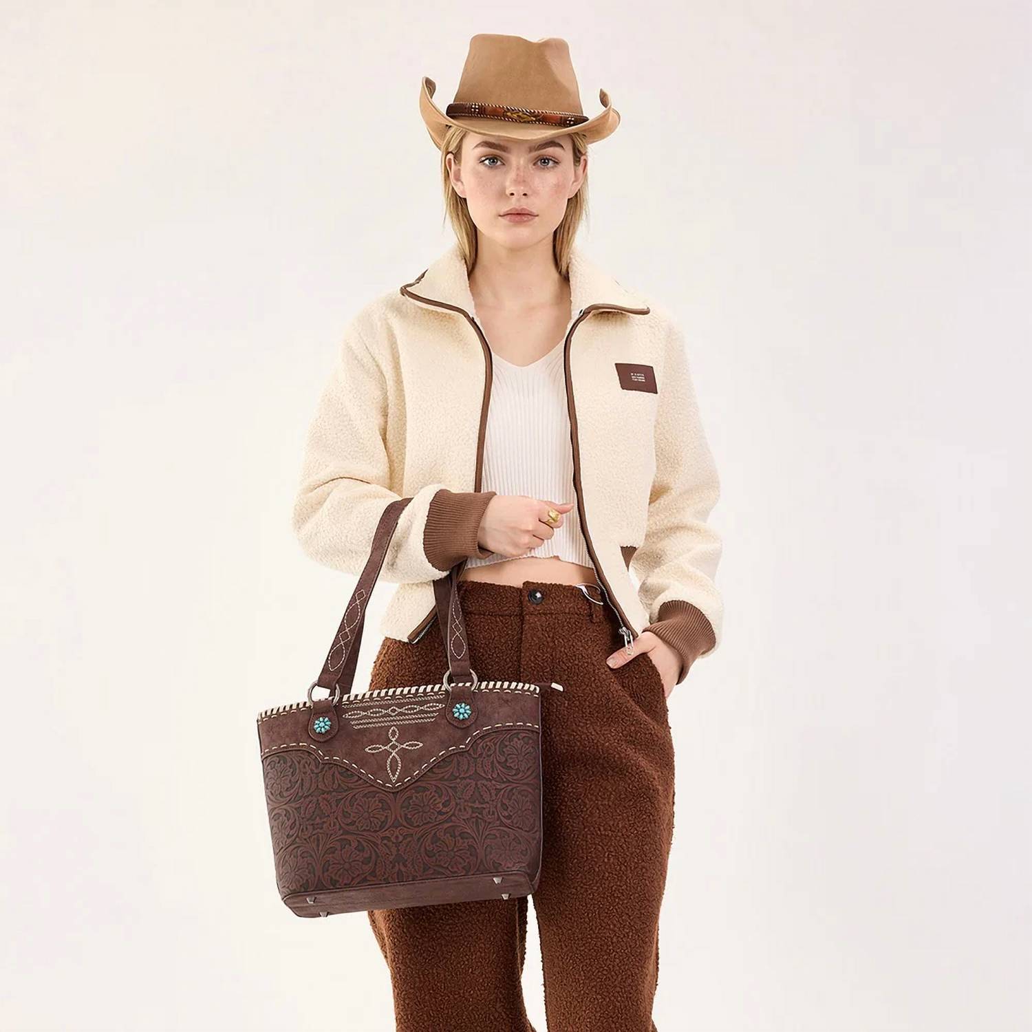 Montana West - Tooled Floral Concealed Carry Tote Bag