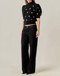 English Factory Embroidered Heart Sweater in black - women's sweater - view 4