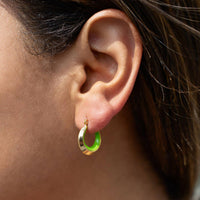 Gold & Honey - Women's Petite Enamel Slope Huggie Hoop Earrings