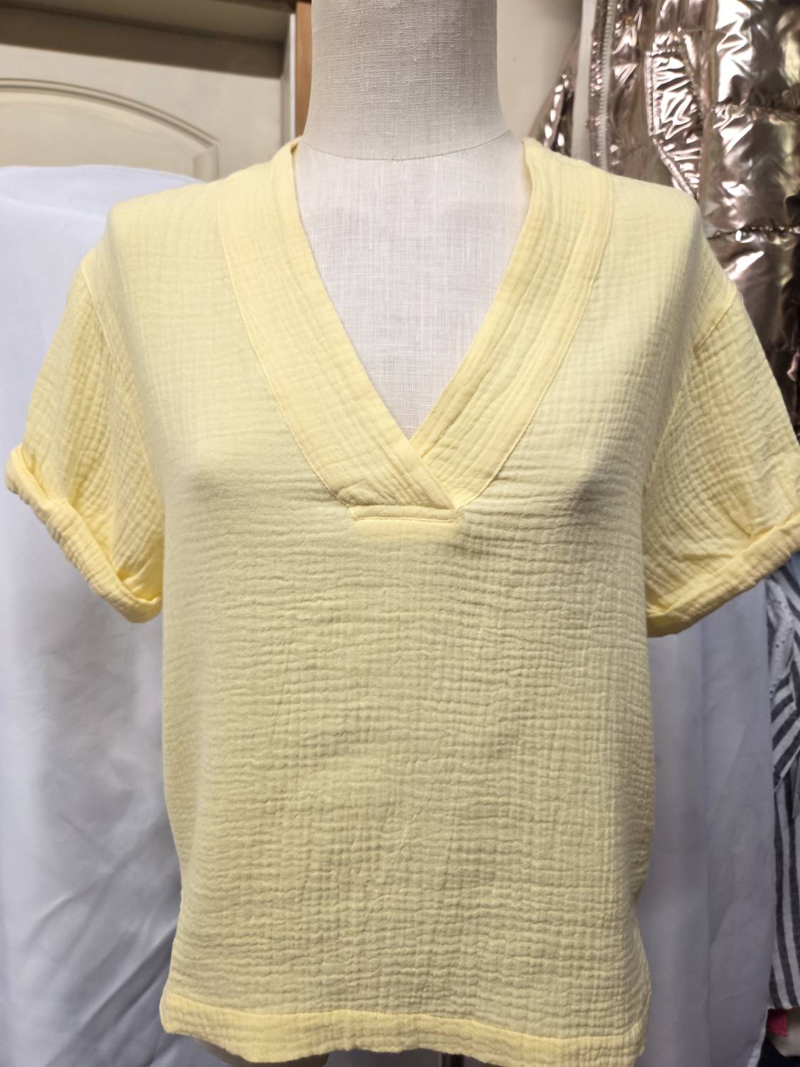 Dear John Denim - Women's Gauze Drop Sleeve V Neck Tee