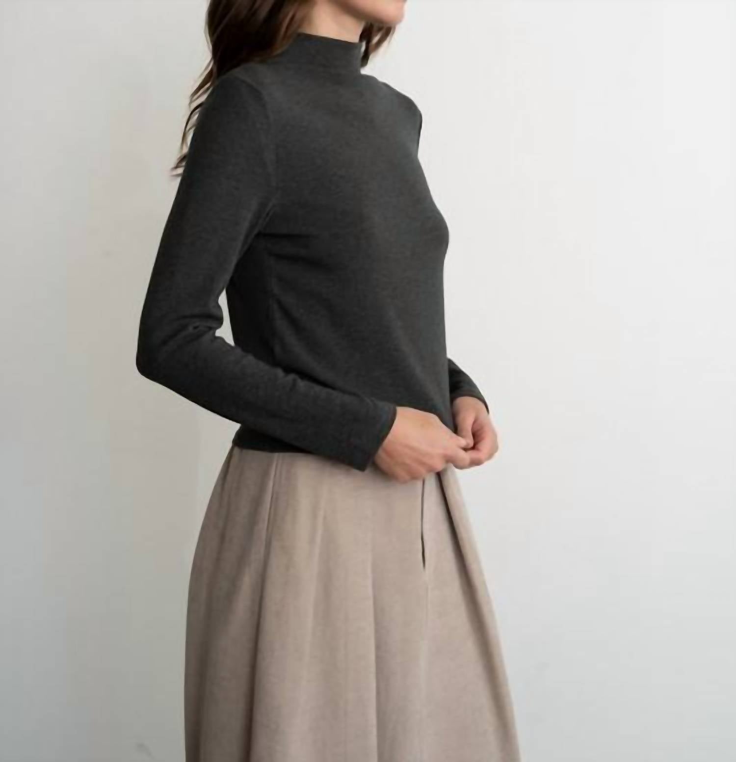 Elle Grey - Mock Neck Jersey Top