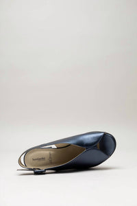 NeroGiardini Women's Metallic Peep Toe Mule in oceano - women's shoe - view 5