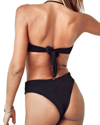 Gigizara - Women's Midnight Surf Bikini Bottom Vintage High-waist Surf Chic
