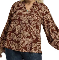 Umgee - Artsy Vibes Two Tone Blouse - Plus