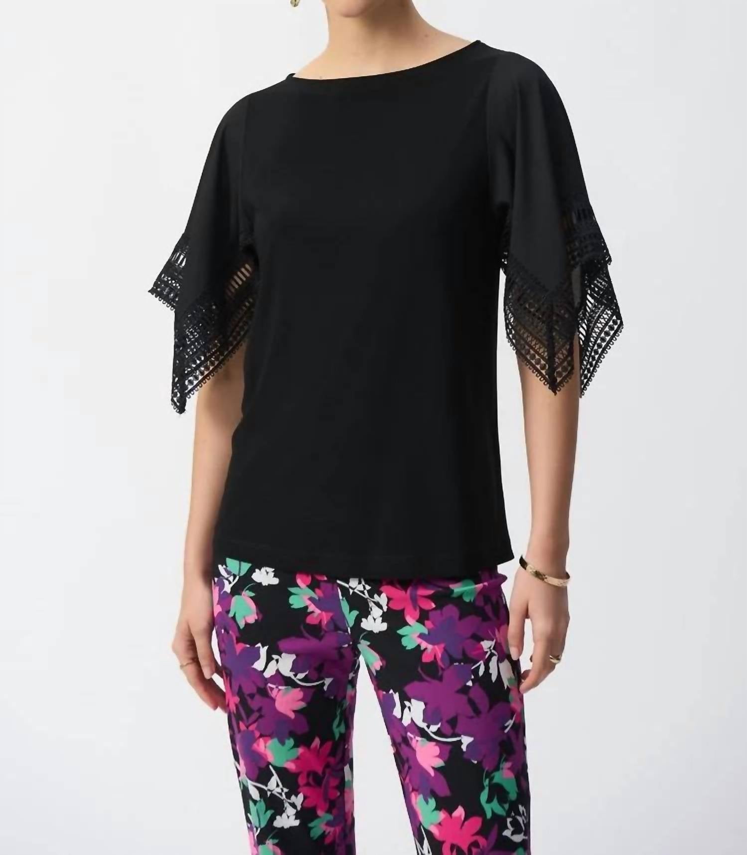 Joseph Ribkoff - Silky Knit Straight Top With Lace