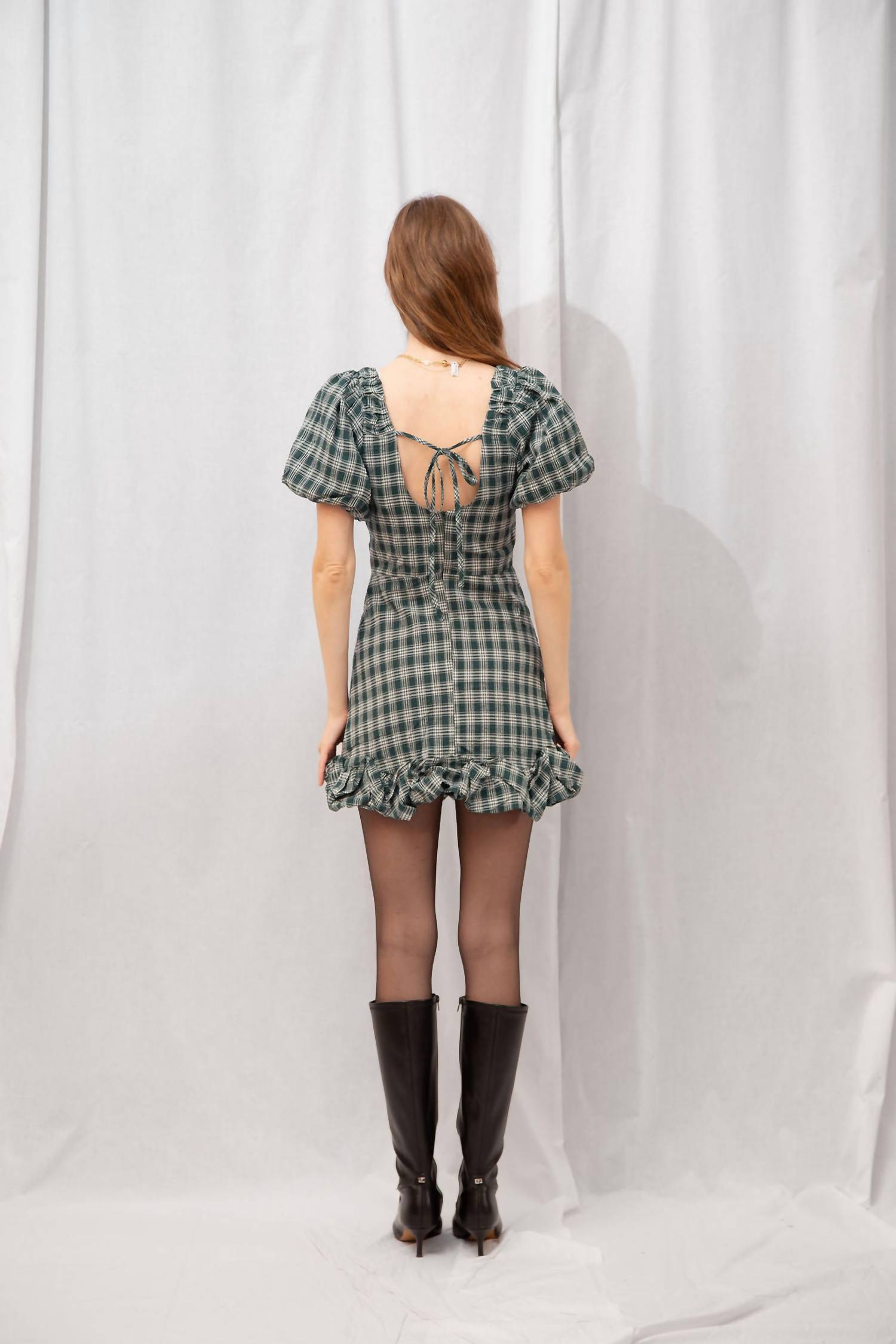 Peach Love - Noelle Plaid Mini Dress