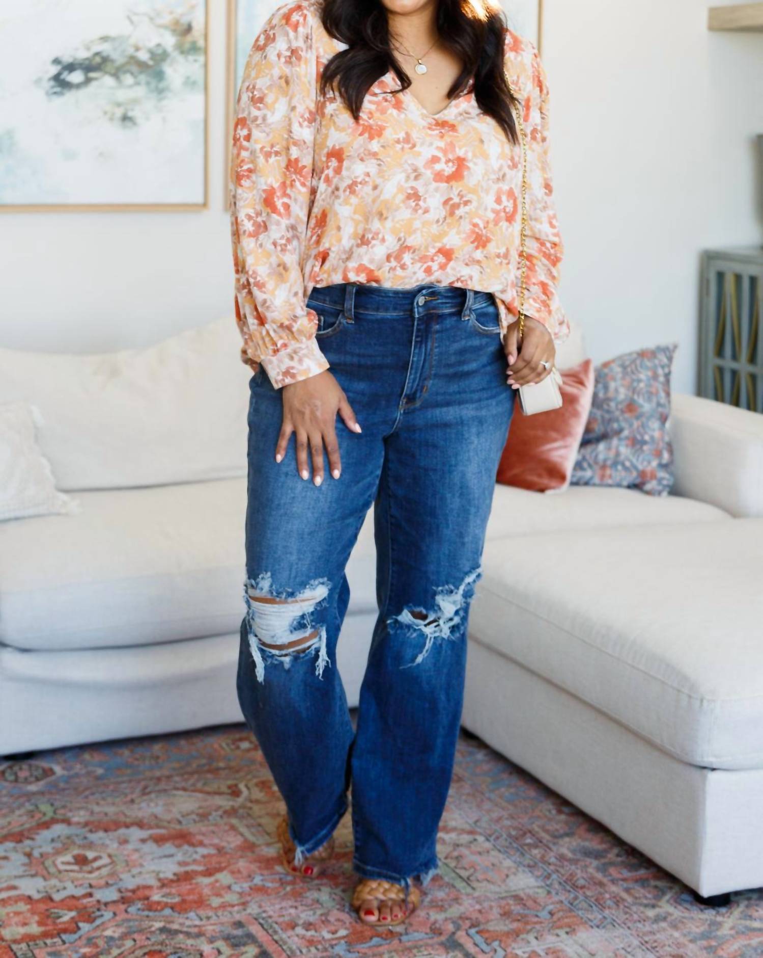 Emily Wonder - Marigold Dreams Floral Blouse