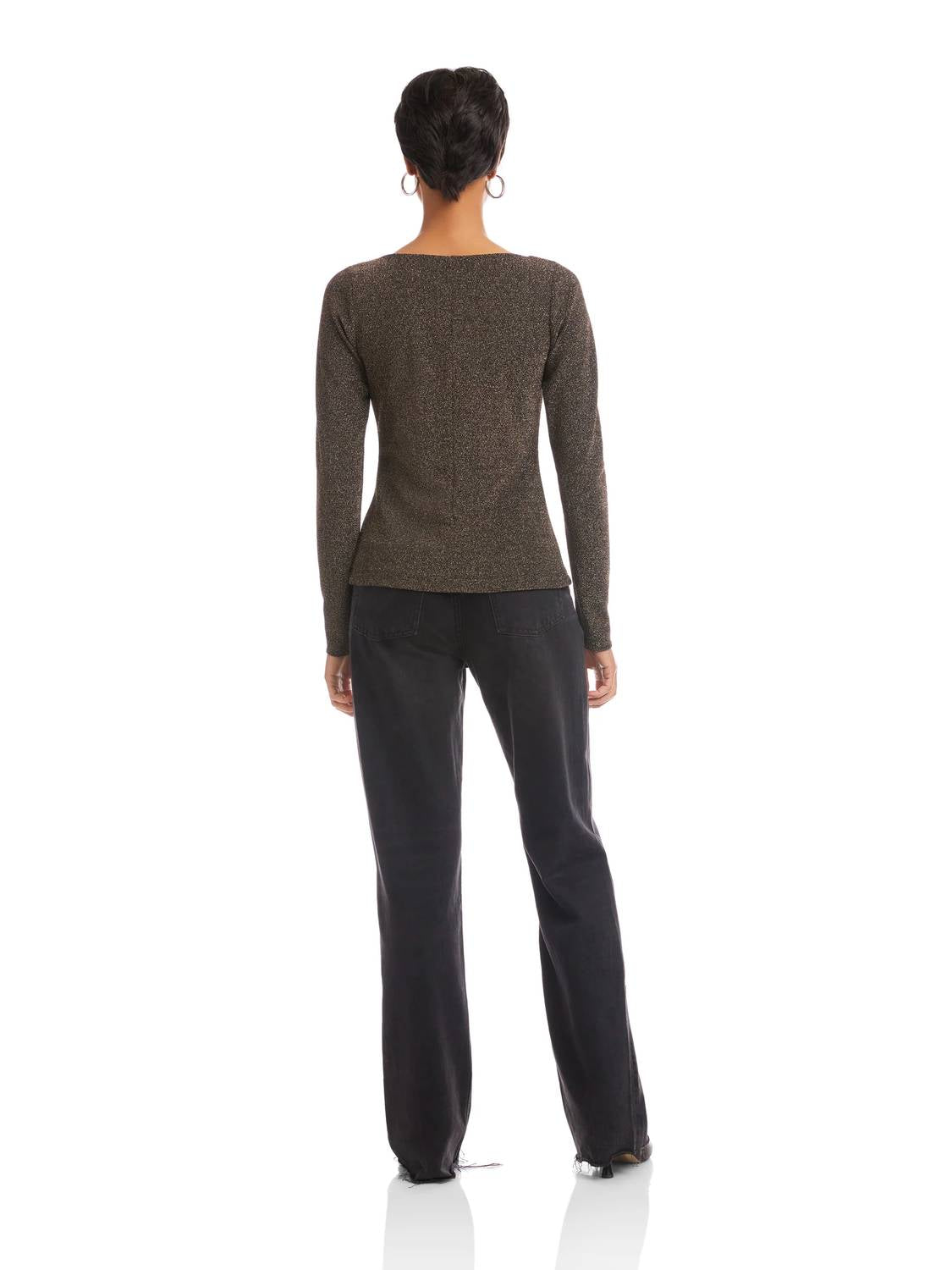 Fifteen Twenty - Whitney Metallic V Neck Top