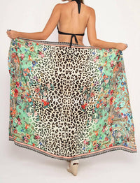 Aisha - Leopard Flowers Pareo Coverup