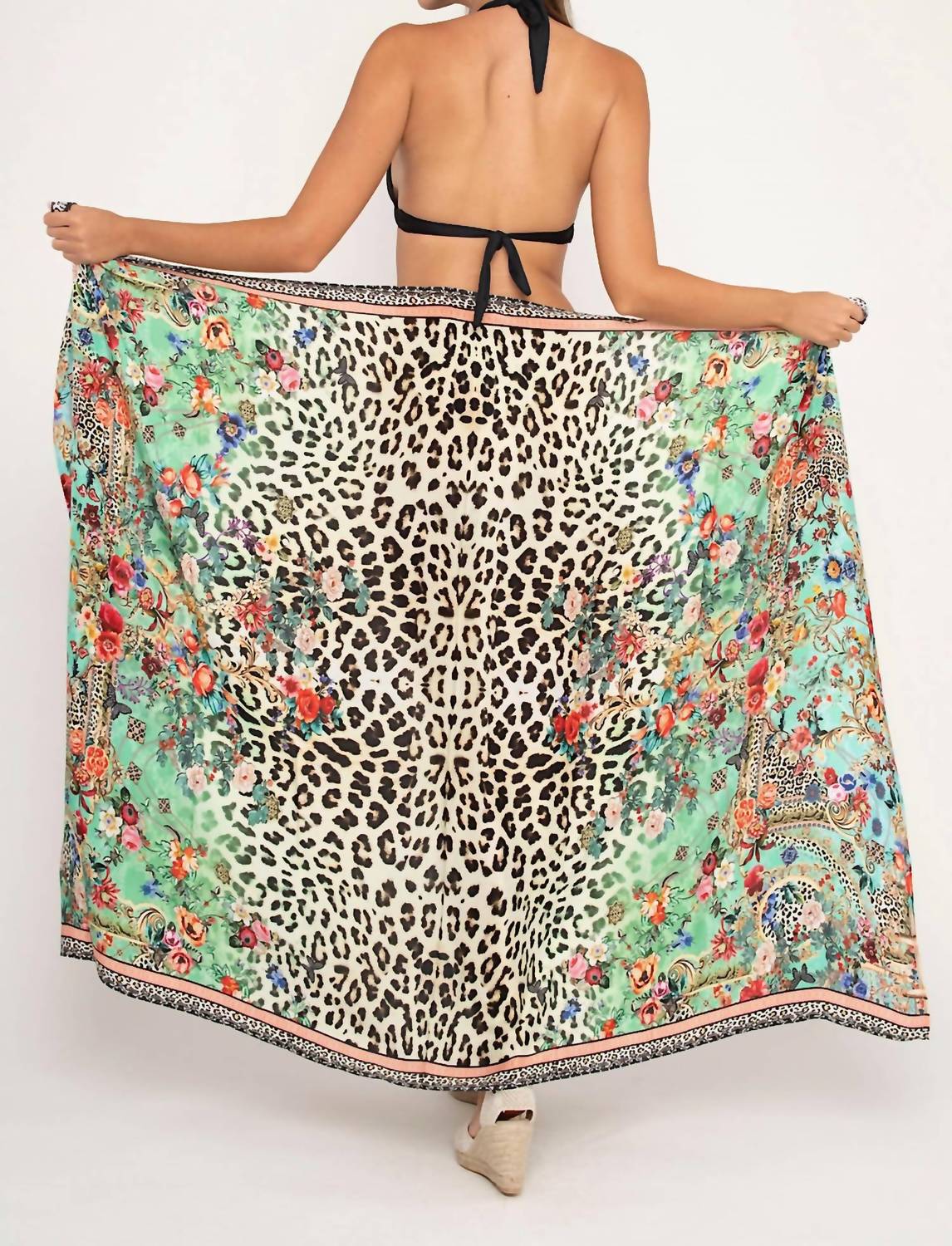 Aisha - Leopard Flowers Pareo Coverup