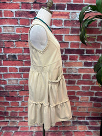Carole Christian - Women's Washed Neutral Zip-front Tiered Tunic Dress