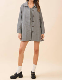 Tcec - Gingham Button Down Oversized Fit Jacket