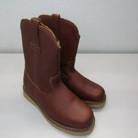 Rhino Men's Pull On Wellington Roper Work Boots in brown - men's boots - detail view