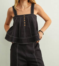 Miou Muse - Stitch Detail Sleeveless Top