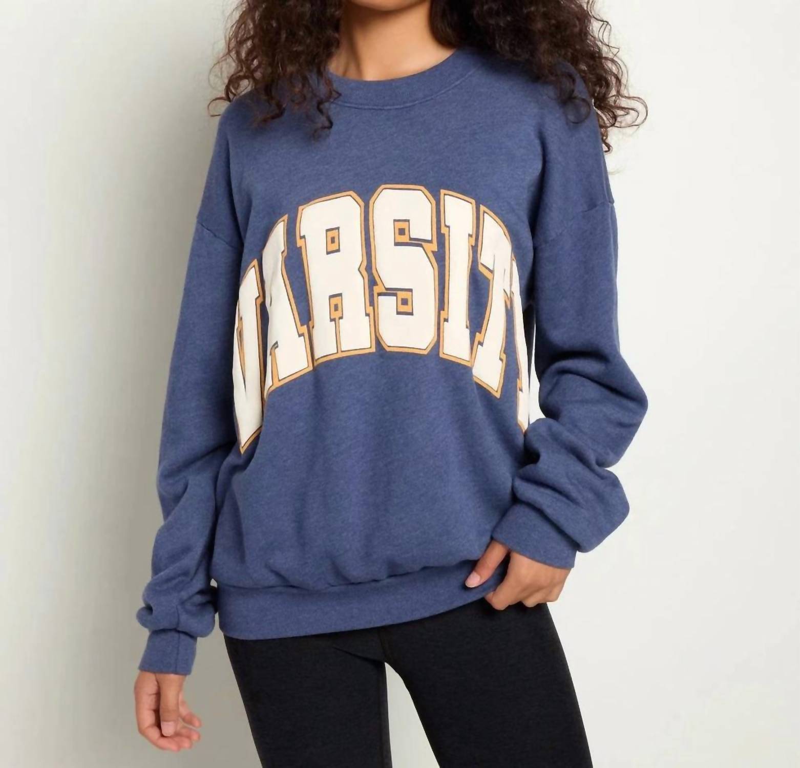 PROJECT SOCIAL T Varsity Sweatshirt Top in starry night - women's top