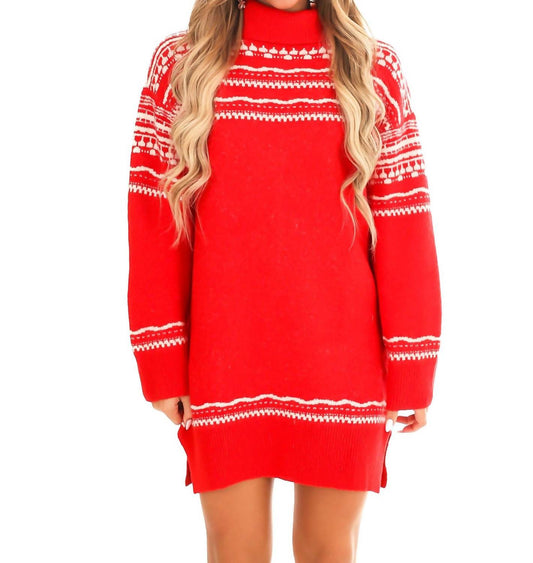 Day + Moon - Fair Isle Turtleneck Sweater Dress