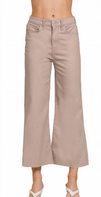 ZENANA Wide Leg Crop Jeans in ash mocha - women's jeans