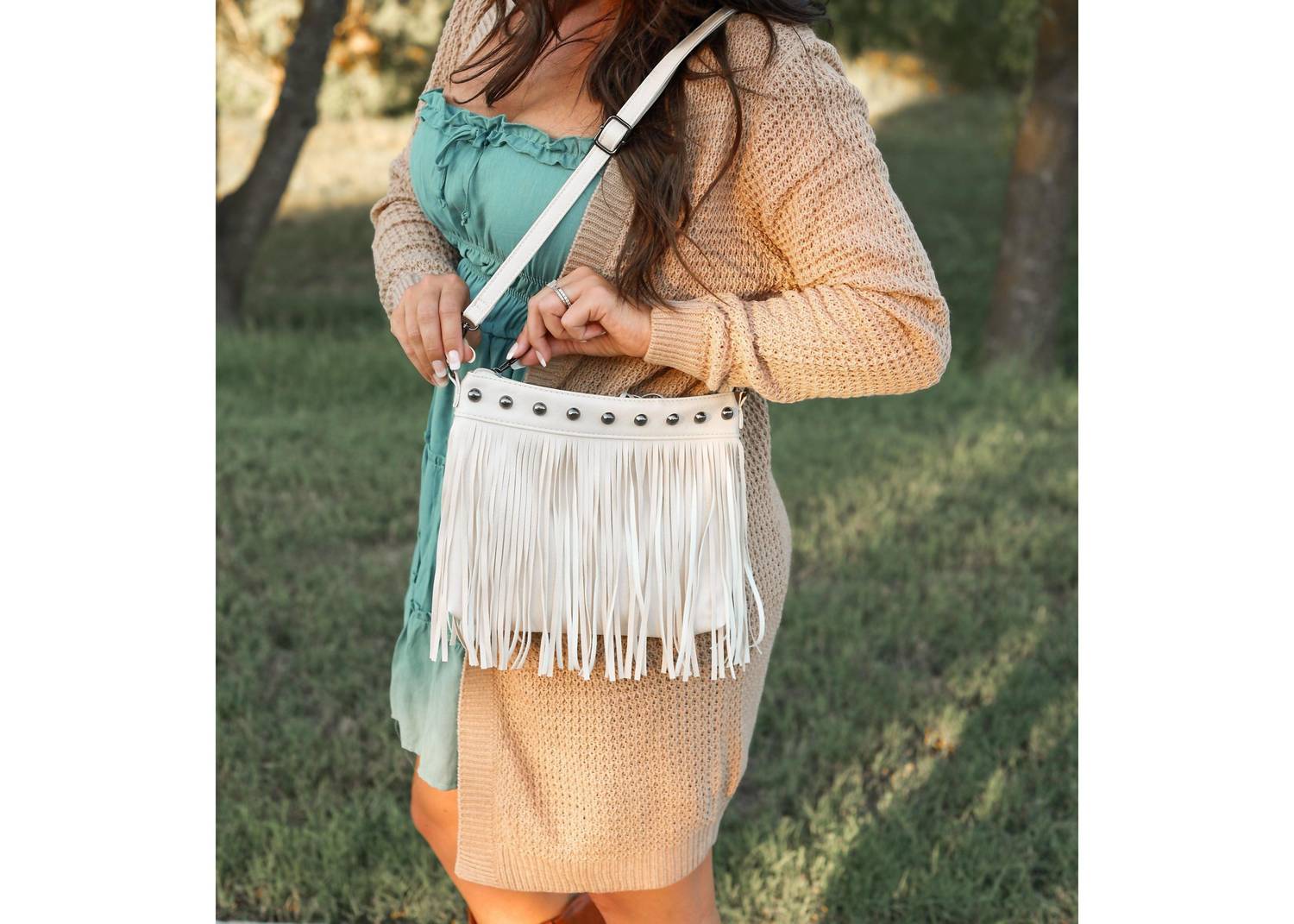 Julia Rose Women's Nora Fringe Bags in cream - women's bag - view 4