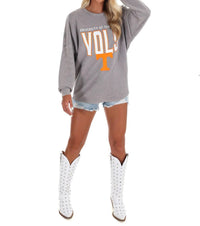 Gameday Couture - University of Tennessee Grey Corded Pullover