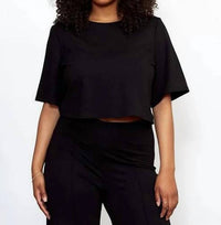 RIPLEY RADER Ponte Short Sleeve Top in black - women's shirt - alternate view