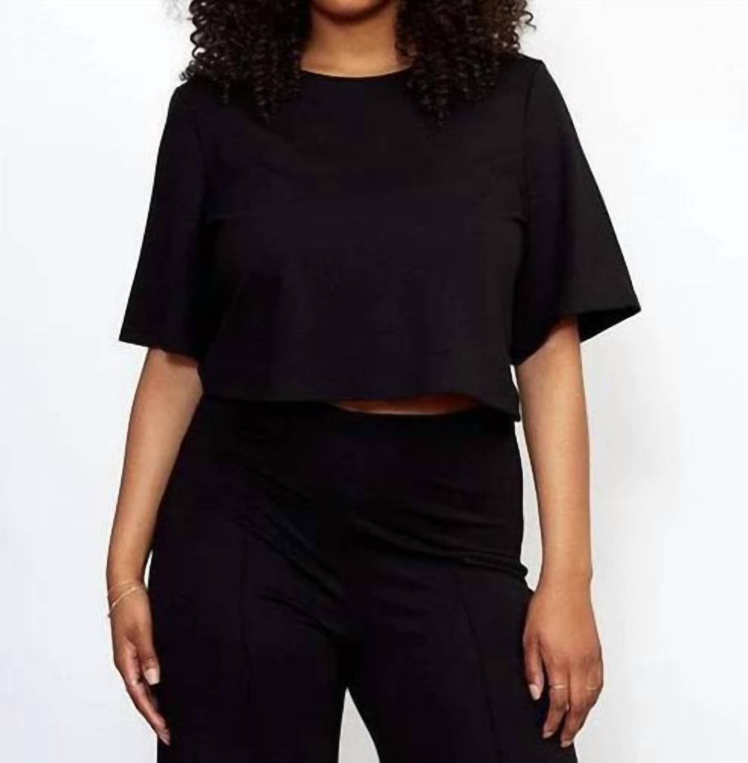 RIPLEY RADER Ponte Short Sleeve Top in black - women's shirt - alternate view