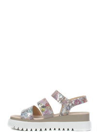 GABOR Women's Leather Platform Sandal in flower print suede - women's sandal - alternate view