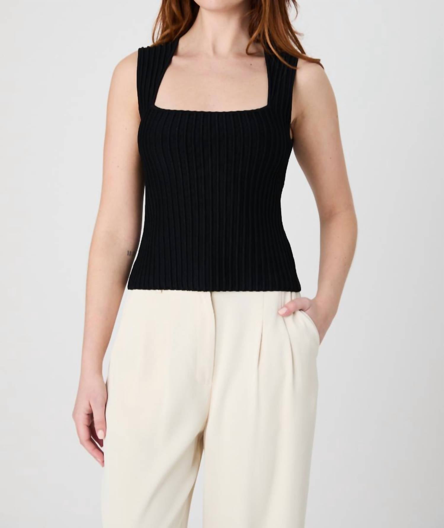 FRENCH CONNECTION Ottoman Top in black - women's tank top